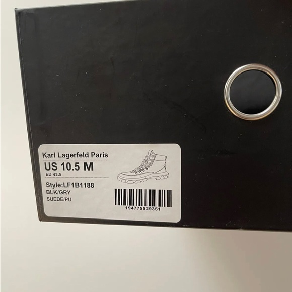 NEW Men's Karl Lagerfeld Paris Hiking Boots Black Suede Gray Size 10.5 MSRP$275! - Picture 4 of 6